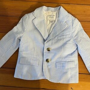 Janie and Jack Blue Striped Seersucker Blazer
